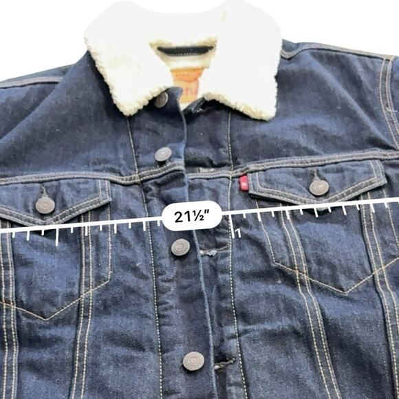 Levi's Sherpa Trucker Jacket Dark Rinse NEW Size Medium - Picture 12 of 14